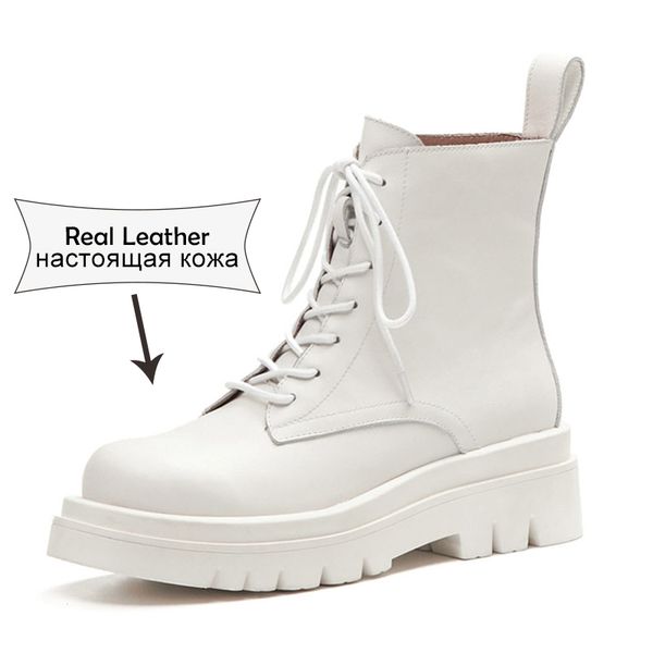 

rizabina размер 34-43 2021 ins женщина натуральной кожи ботильоны зашнуровать обувь женщина короткие зимние теплые сапоги платформа каблука, Black