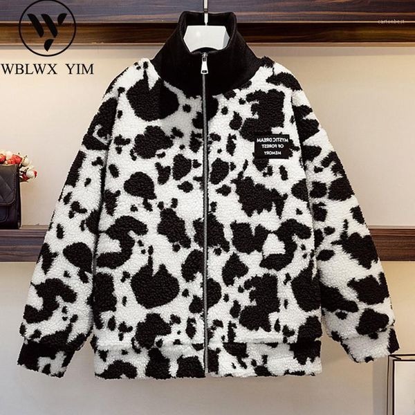 

women's fur & faux fashion women lamb wool jacket zipper stand collar teddy coat pocket loose female winter thick warm plush1, Black