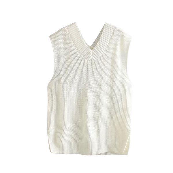 

2021 new female vintage v-neck sweaters spring-fall fashion streetwear loose ladies chic woman knits b4u5, White;black