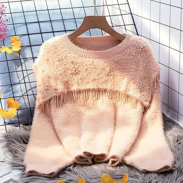 

new 2021 winter thickening heavy industry frizzy pullovers loose female sweater wool y521 0edi byyf, White;black