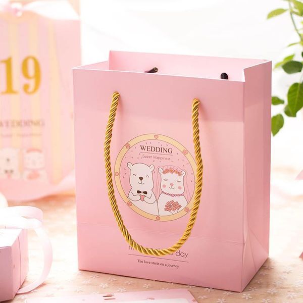 

wedding bag 5pcs 18*15*8.5cm fashion gift paper bag bear creative personality candy gift wedding party gold thread1