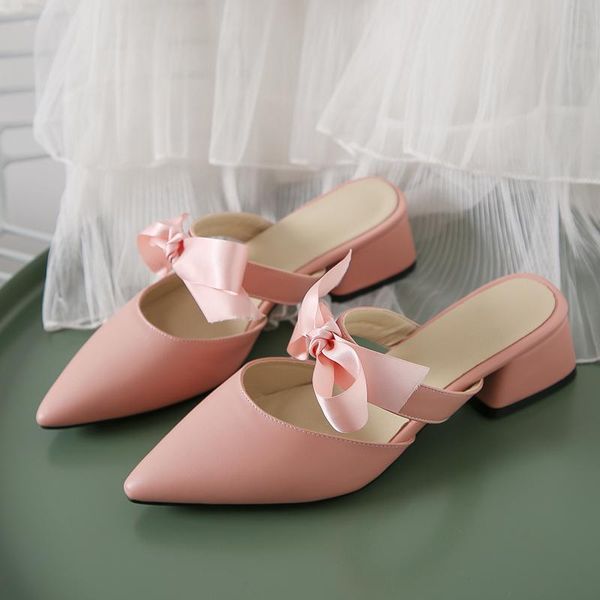 

pqecfs big size 31-47 summer women riband front strap med heel square heel sandals 3 colors, Black