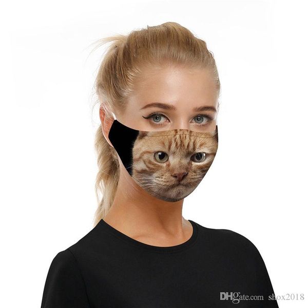 

printing cat wolf mask outdoor face masks party spot anti pm2.5 cotton mouth face mask detachable animal mask + 2pcs filter