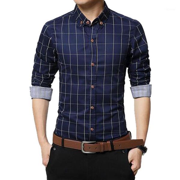 

new arrival autumn fashion men clothes slim fit men long sleeve shirt plaid cotton casual shirt social plus size 5xl1, White;black
