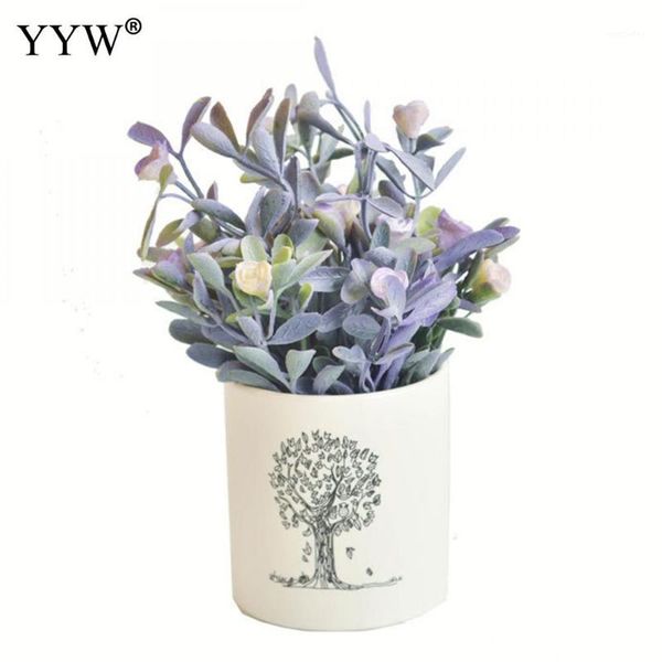 

decorative flowers & wreaths artificial flower plant home decoration fake small mini potted bonsai green 1 set and vase decor1
