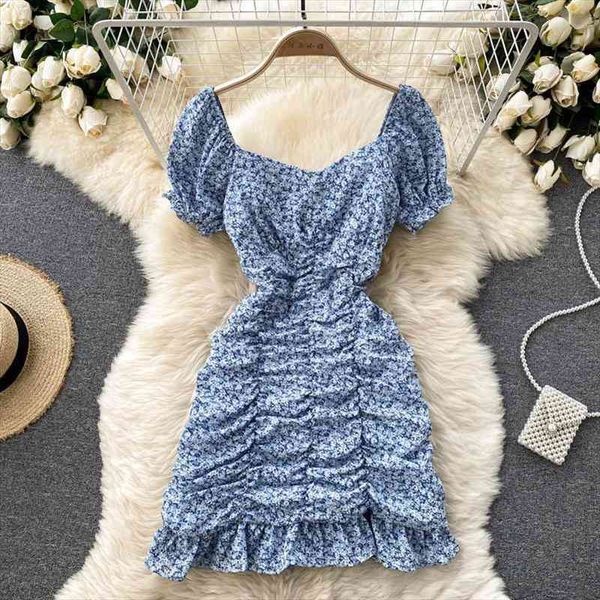 

singreiny summer chiffon floral dress women short beach dresses french boho daisy print vacation party ruched sundress, Black;gray