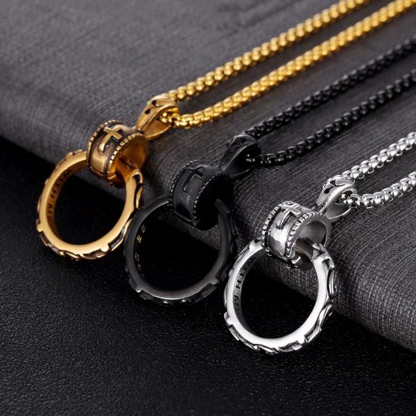 

pendant necklaces god be with me circle necklace in stainless steel eternal life, Silver