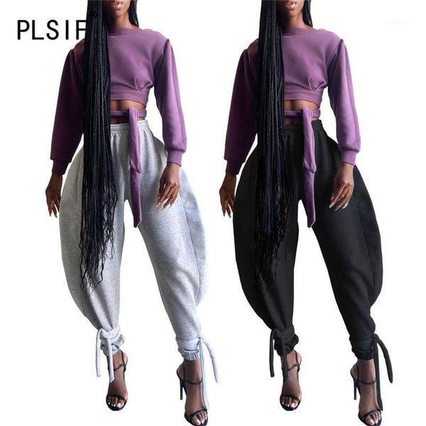 

new style solid color casual woman long pant drawstring harem pant female high waist trousers1, Black;white