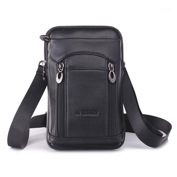 

waist bags fashion men genuine leather hook belt cell phone case bag purse casual shoulder cross body messenger bags1