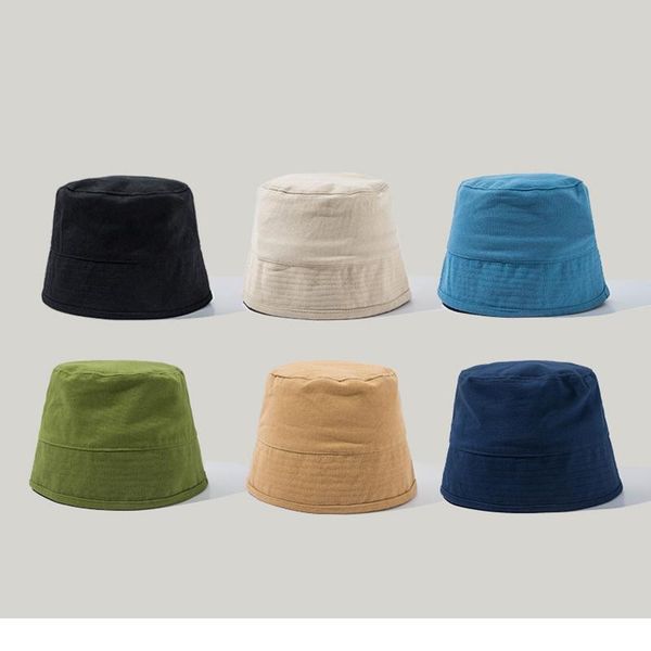 

cotton linen quality women girl plain bucket hat blank female panama spring sunscreen fishing cap fisherman b jllaol, Black;white