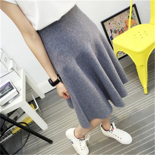 

2019 spring autumn new women knit skirt slim female skirt high waist stretch knit a word solid umbrella skirts pz9201, Black