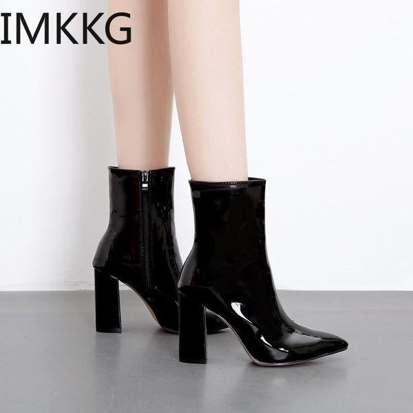 

boots women pointed toe high heel ankle zipper winter black gold sliver y102571
