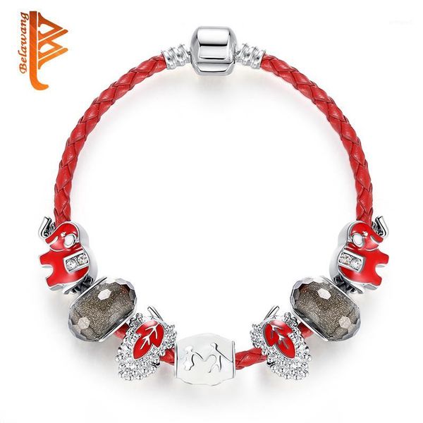 

charm bracelets belawang silver color original murano glass bead bracelet for women friendship leather strand pulseras gift1, Golden;silver