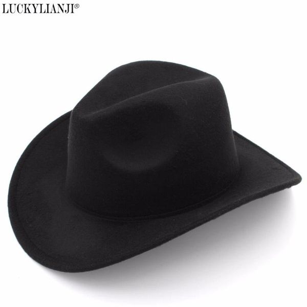 

cloches luckylianji trilby wool felt fedora cowboy hat solid color western bull jazz sun chapeau caps for men women (:57cm, Blue;gray