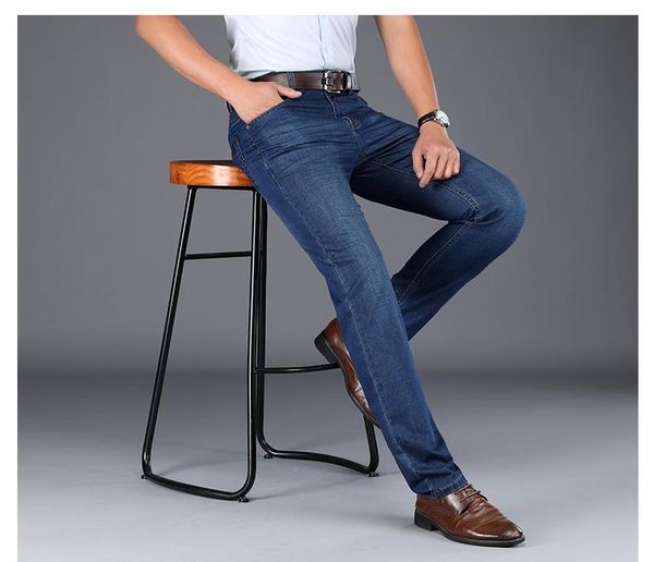 

js1400j-spring and summer jeans men's loose straight tube men's pants business pants, Blue