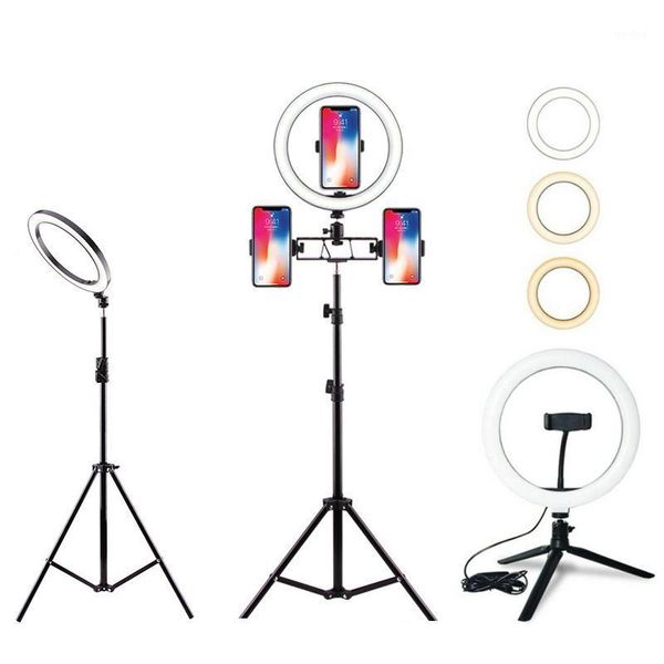 

flash heads usb selfie light ring lamp ringlight for makeup youtube tiktok vlog dimmable led with tripods stand phone holder desk1