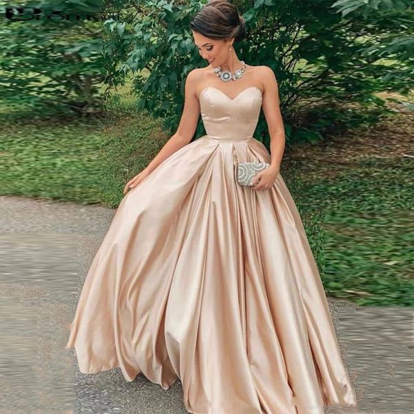 

strapless ball gown prom dresses 2021 floor length zipper back ruffle satin sweetheart neck formal evening party gowns, Black