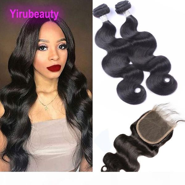 

malaysian human hair 9a body wave bundles with 5x5 lace closure baby hair 3 pieces one set double wefts hair products with 5*5 closure, Black;brown