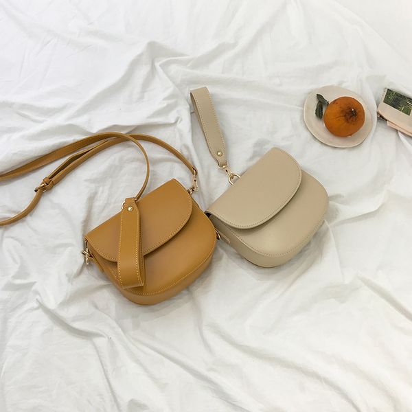 

texture bag women's 2019 new fashion half circle portable saddle bag simple small single shoulder messenger bag c1114