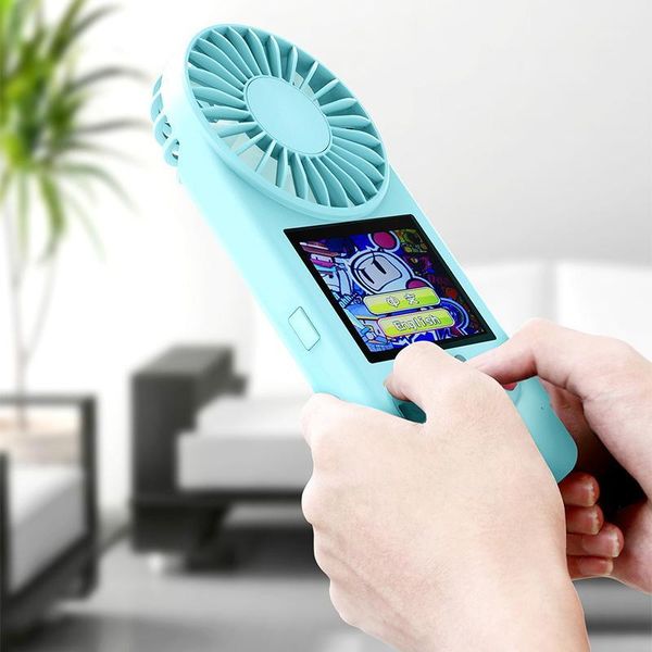 

game console handheld fans portable usb electric mini lcd screen gift summer rechargeable cooling tool leisure retro children1