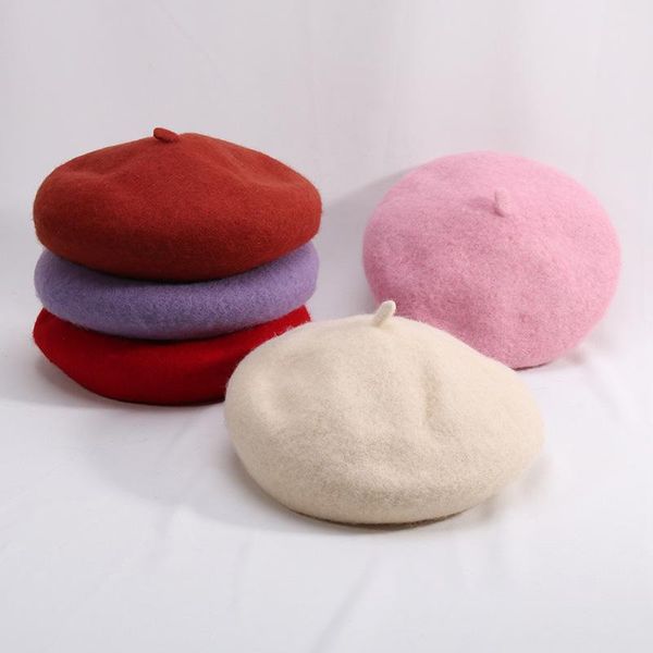 

berets 2021 female wool beret winter hats for women flat cap knit cashmere lady girls hat bonnet tocas painter, Blue;gray