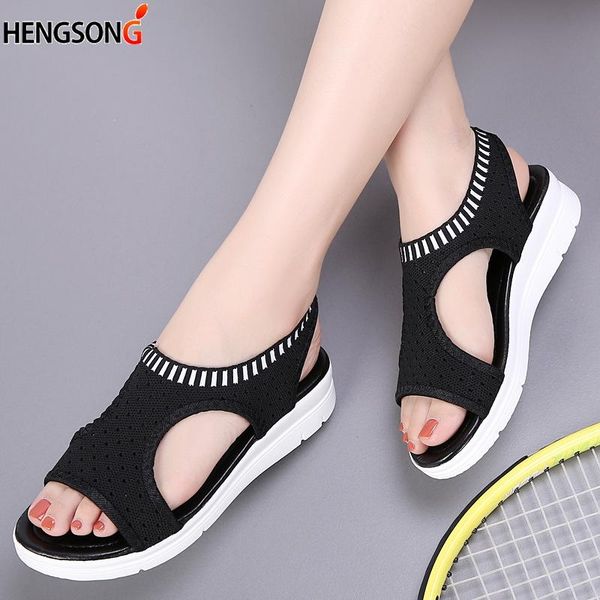 

women sandals 2020 new female shoes woman summer wedge comfortable sandals ladies slip-on flat women sandalias, Black