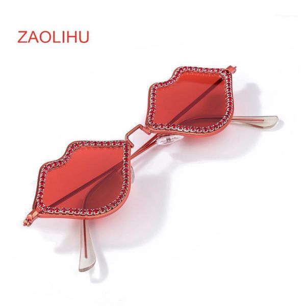 

zaolihu red lip sunglasses women cute diamond eyewear gorgeous female eyeglasses crystal luxury sun glasses gafas de sol1, White;black