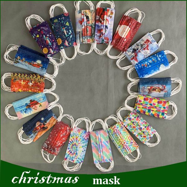 

50pcs mask designer disposable face masks 95% filtration efficiency dustproof prevention of influenza christmas face masks