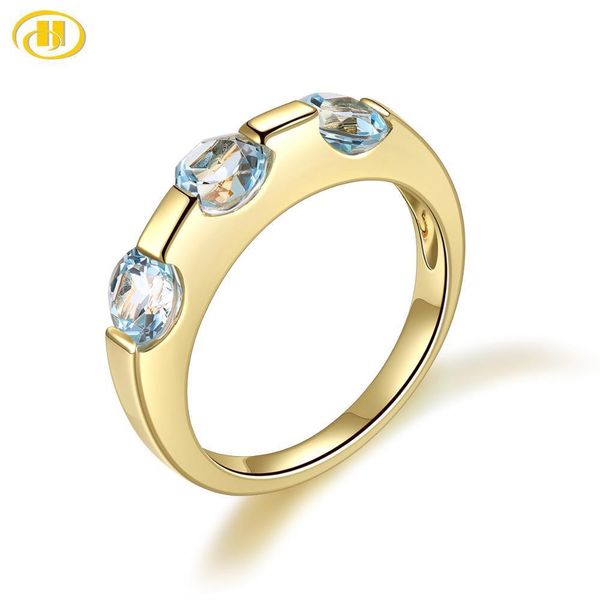 

women's ring 1.77ct natural gemstone blue z yellow gold plated solid 925 sterling silver rings fine jewelry gift 201006, Golden;silver