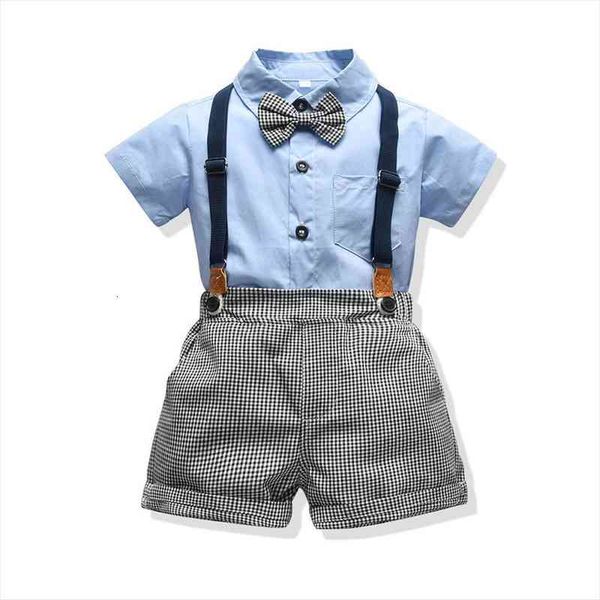 

toddler gentleman suit for baby boy kids clothes bow tie suit set for summer blue shirt grey shorts 1 2, White