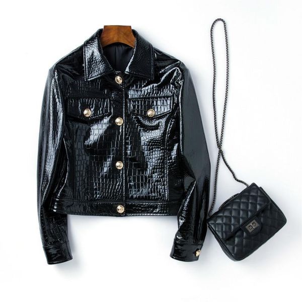 

women's leather & faux real genuine sheepskin coat female jacket spring autumn women clothes 2021 korean vintage short black zt5056