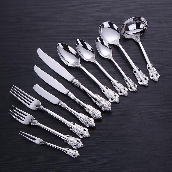 

свадебный ужин посуды западного серебряной ложки ретро посуда silverware вилка 1шта vintage xmas ножевого нож из нержавеющей стали qylinl