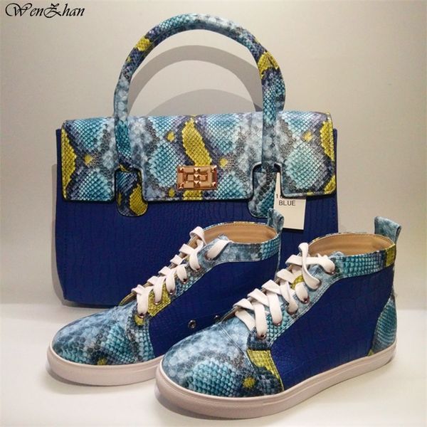 

latest match blue&snake leather shoes with handbag sets grade with big bag selling 36-44 wenzhan wholesale -1 lj200928, Black
