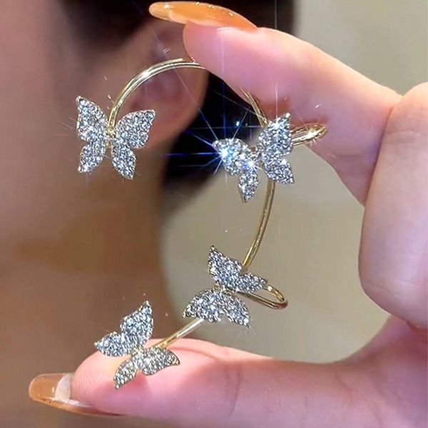 10 clip per orecchie a forma di farfalla senza piercing per le donne, orecchini con zirconi lucenti, regali per gioielli per feste di nozze