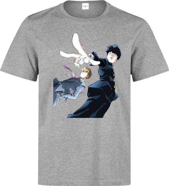 

mob psycho mob и arataka reigen доступен серый t shirt смешной футболки круглым воротом с коротким рукавом top tee спорта толстовка с капюшо