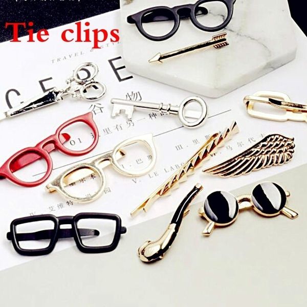 

fashion mens glasses men's suits necktie clips tie bar clasp pin wedding suit jewelry for gentleman
