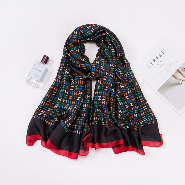 

2021 new simulation silk satin headscarf 180 new silk satin silk towel female print mother's day gift sun protection shawl, Blue;gray