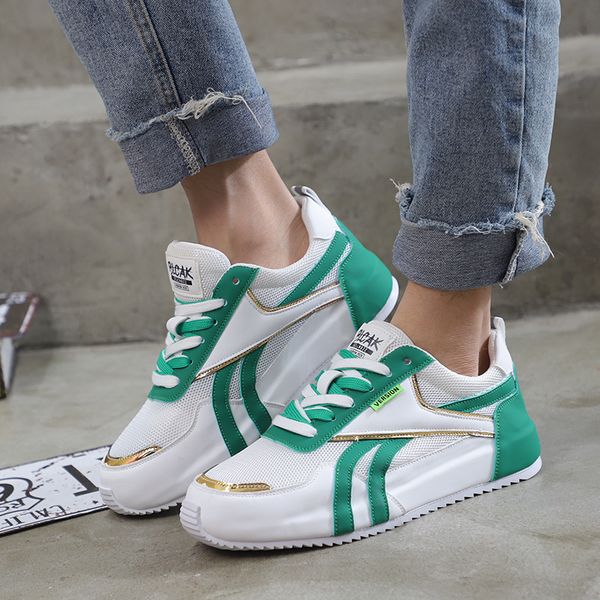 

summer leisure sports breathable mesh inner heightening comfortable pattern round head trend men's shoes, Black