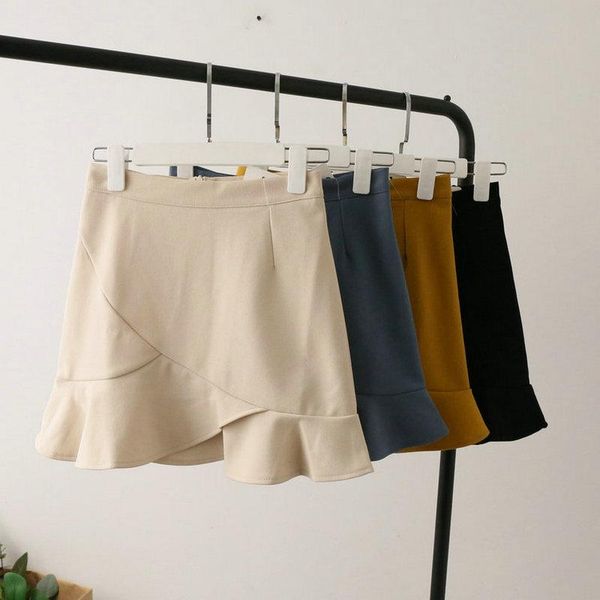 

women's s-l size sweet a-line ruffle skirt short skirt sa247, Black