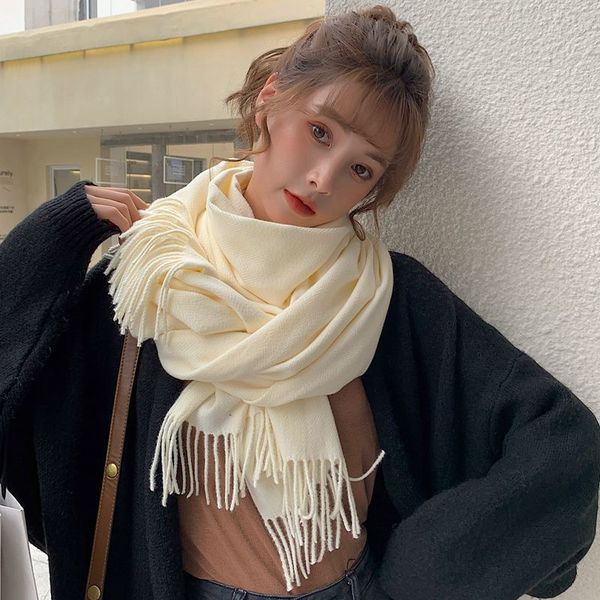 

scarves women ins tide brand autumn winter solid color cashmere imitation korean version versatile student warm and simple, Blue;gray