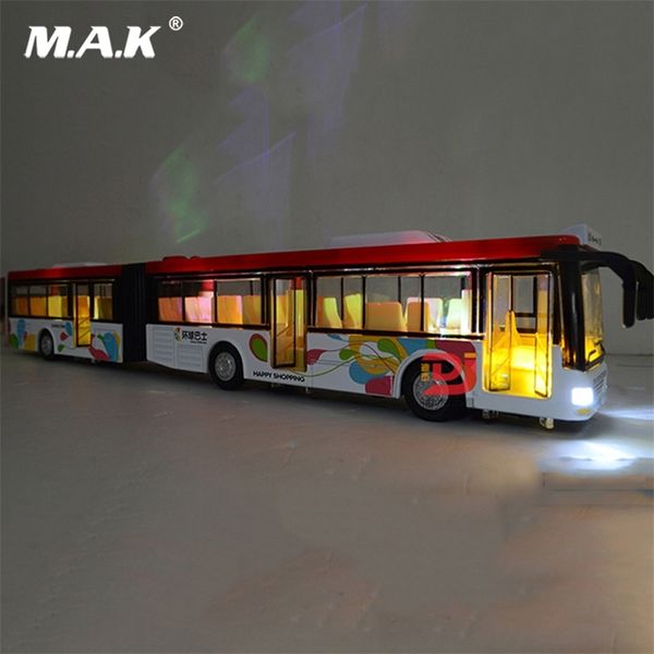 

36cm diecast bus model 1:50 scale baby bus toy for kids toy vehicle model double sections pull back sound and light gift y200109