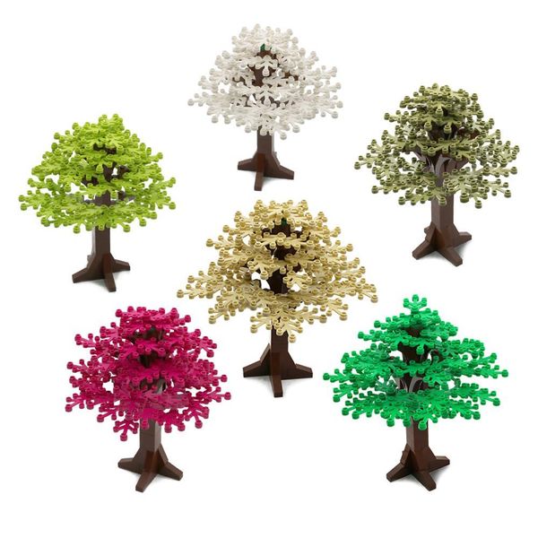 

new arrival 6 holes leaves city moc big green tree building blocks set diy garden accessories bricks kids toys gifts yxlhhu xhlove