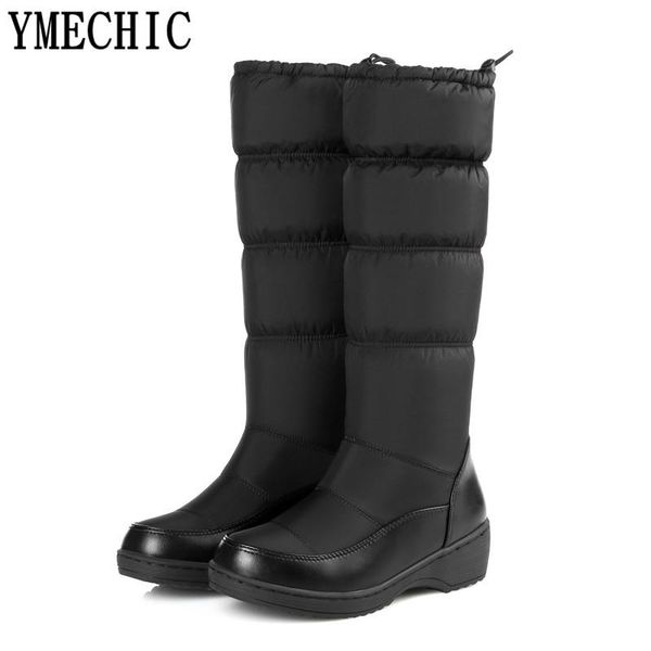 

ymechic white black blue large size snow boots winter warm ladies thicker fur flat calf high long boot shoes woman bota feminina