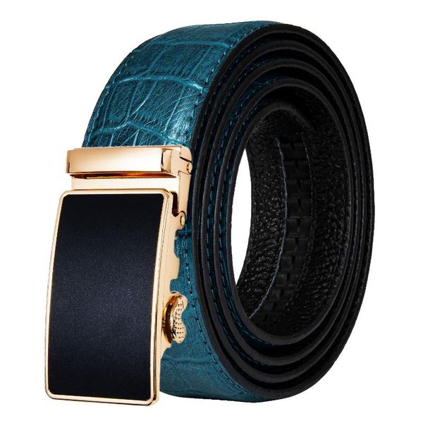 

men belt alloy automatic buckle belt luxury blue crocodile leather belts for men dibangu, Black;brown