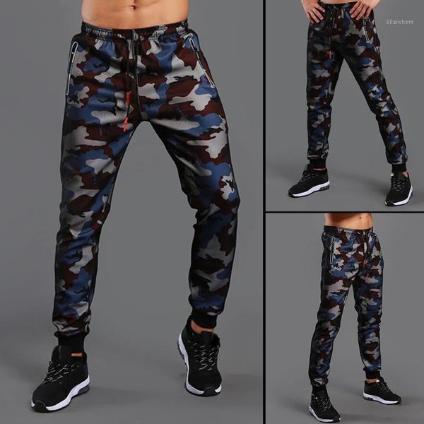 

men camo ankle tie drawstring pockets fitness running sports pants sweatpants sports pants sweatpants trousers swea1, Black