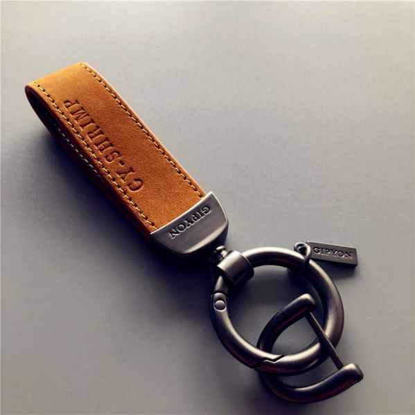 

cow leather car creative personality simple key chain ring men and women lovers rope waist hanging, Silver