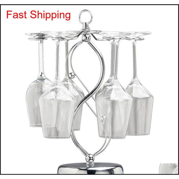 

6 hooks silver metal red wine glass cup rack holder stand,upside down wrought iron wine stemware glass holder air d qylscx bde_luck