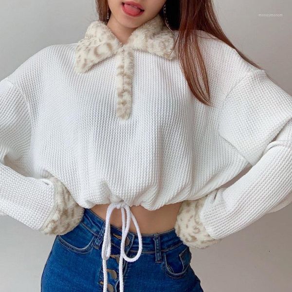 

women's hoodies fall/winter harry styles harajuk leopard print slim short loose large size sweatshirt femme chandails to1, Black