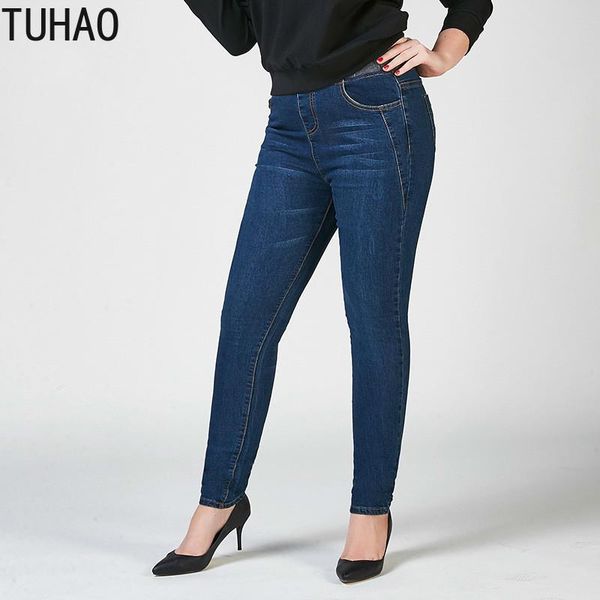 

women's jeans tuhao women casual pants female elastic waist pencil fashion denim trousers winter plus size 8xl 7xl 6xl lz39, Blue