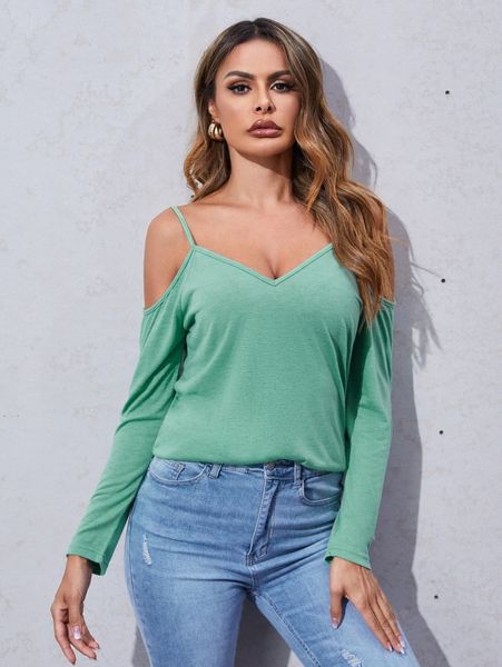 

solid cold shoulder tee k4cg#, White